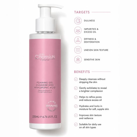 skinChemists Gel limpiador espumoso antiedad con ácido hialurónico 200 ml - Image 5