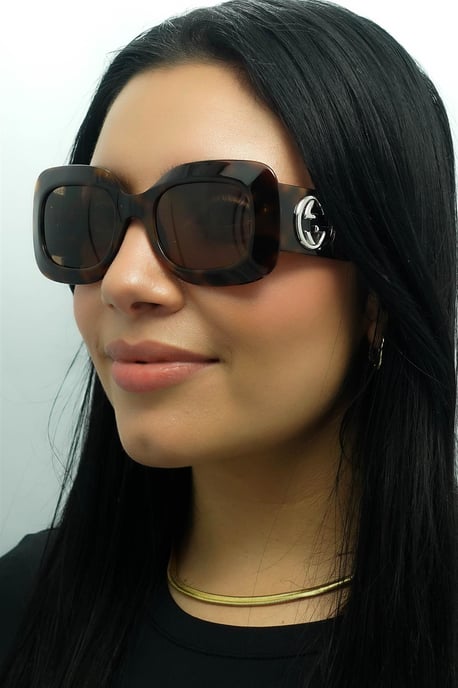 Gucci Square Womens Habana con Plata Marrón GG1695S - Image 6