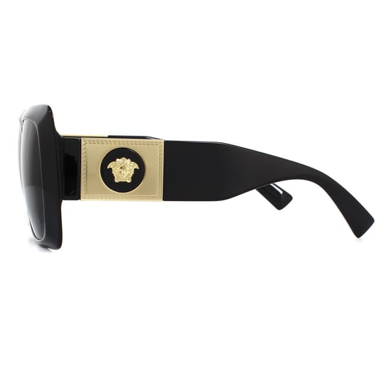 Gafas de sol cuadradas para mujer Versace en negro y gris oscuro - Image 3