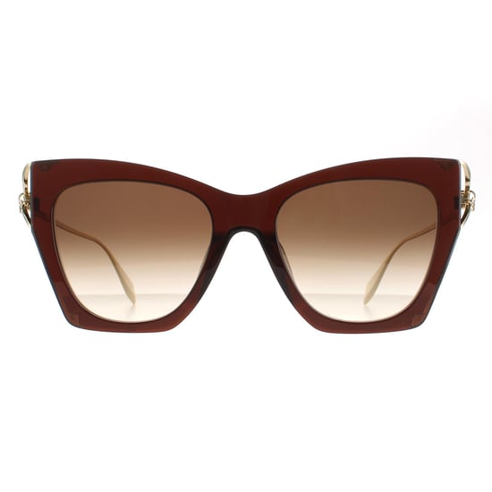 Alexander McQueen Cat Eye Señoras Marrón Oro Marrón Gradiente AM0375S - Image 1