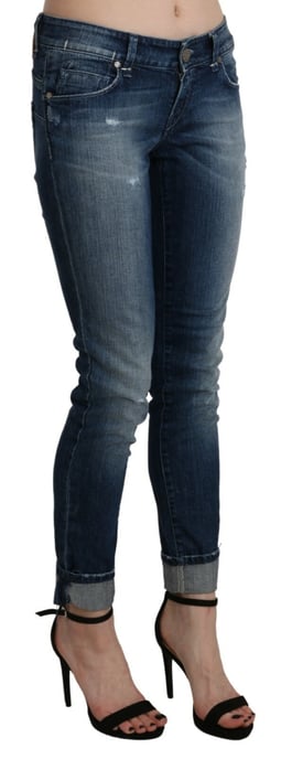Jeans ajustados de tiro bajo cortos en algodón azul lavado Acht - Image 3