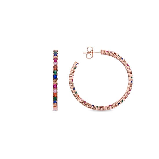 Pendientes Luxenter de Plata de Ley 925 con Circonita Multicolor acabados en oro rosa de 18K - Vyamba - Image 1