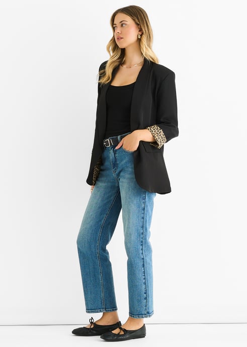 Blazer de animal de contraste - Image 3