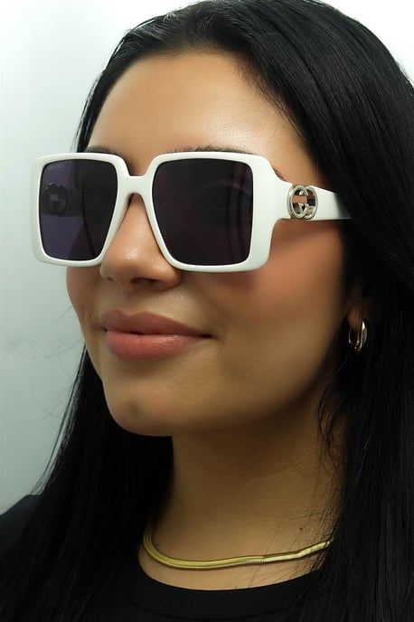Gucci Cuadrado Mujer Blanco con Plata Gris Oscuro GG1692S - Image 6
