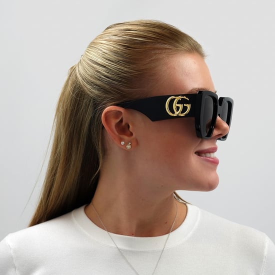 Gafas de sol cuadradas para mujer Gucci en negro y gris - Image 5