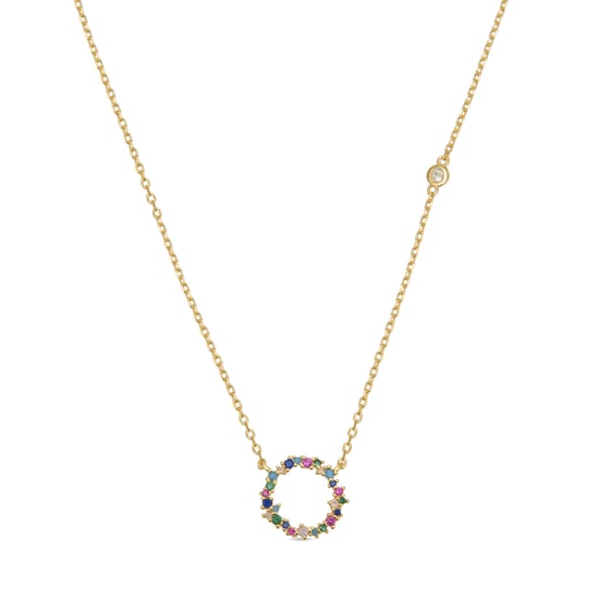 Collar Luxenter de Plata de Ley 925 con Circonita Multicolor acabado en oro amarillo de 18K - Thilak - Image 1