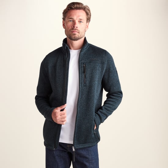 Cresswell Mens Knitlook Fleece Jacket Dark Indigo Marl - Image 3