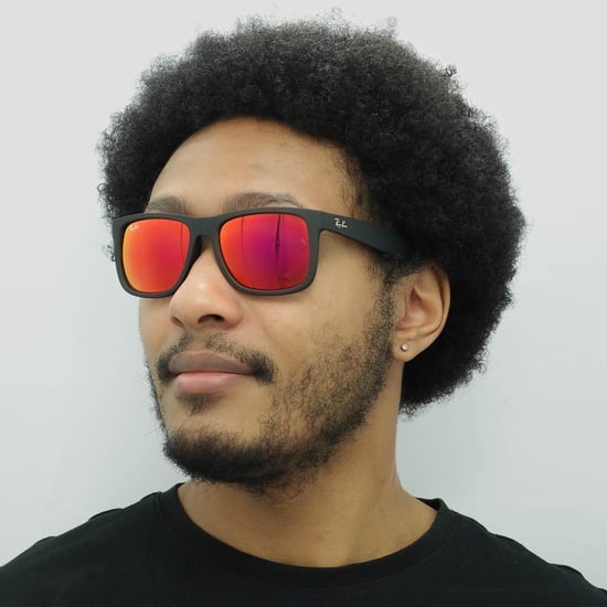 Gafas de sol Ray-Ban Justin 4165 622/6Q Caucho Negro Rojo Espejo - Image 6