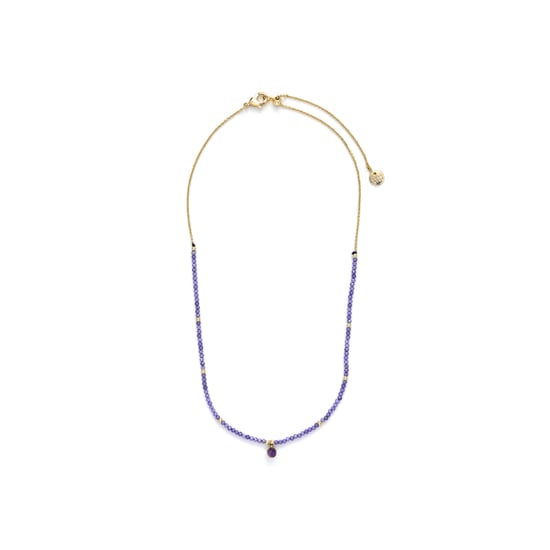 Collar Luxenter, athat de aleación de metal y circonita amatista acabado baño oro 18K - Image 3