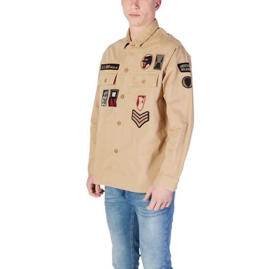 Camisa sobrecamisa clásica Replay para hombre en beige - Image 4