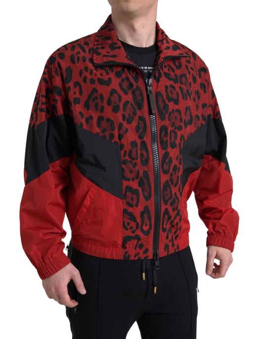Chaqueta de pista con estampado de leopardo rojo y negro - Image 1
