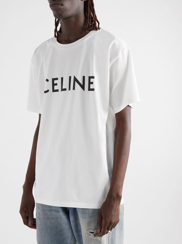 Camiseta De Jersey De Algod n Con Logo Celine Blanco