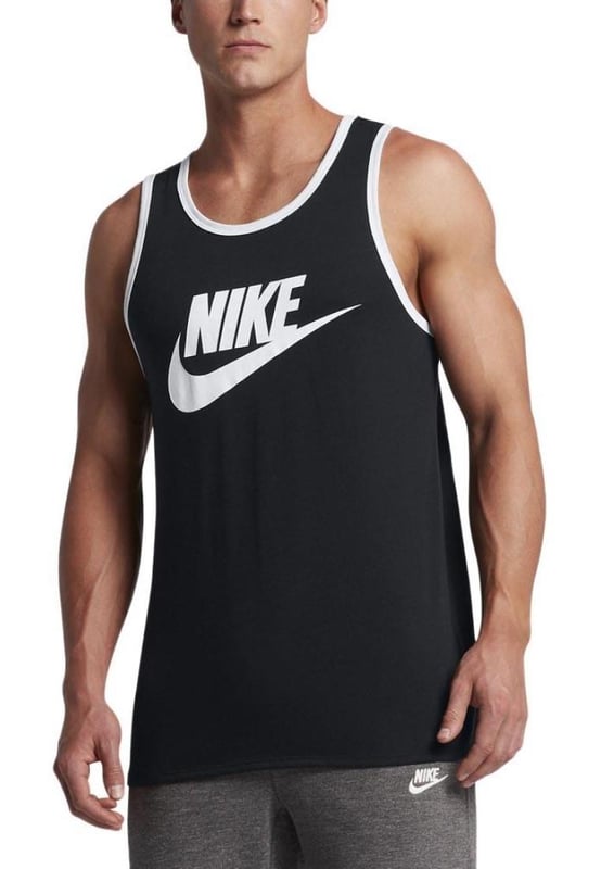 Nike Hombre Camiseta sin mangas con logo grande Swoosh Ace en negro