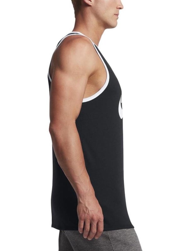Nike Hombre Camiseta sin mangas con logo grande Swoosh Ace en negro