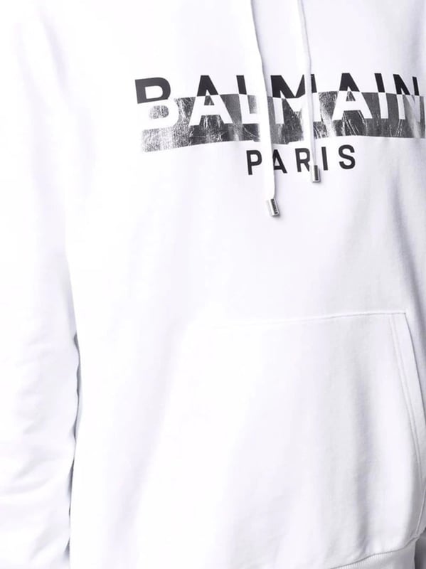 Balmain Sudadera blanca con capucha y logotipo de Balmain Blanco