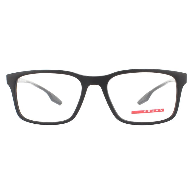 Prada sports monturas rectangulares de cristal negro mate para hombre