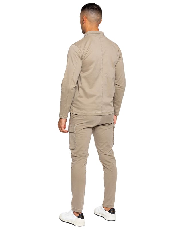 Enzo Conjunto de ch ndal Cargo para Hombre Beige