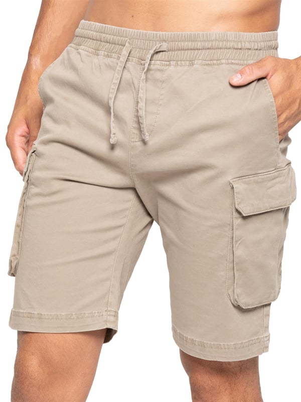Enzo Pantalones cortos cargo para hombre Beige